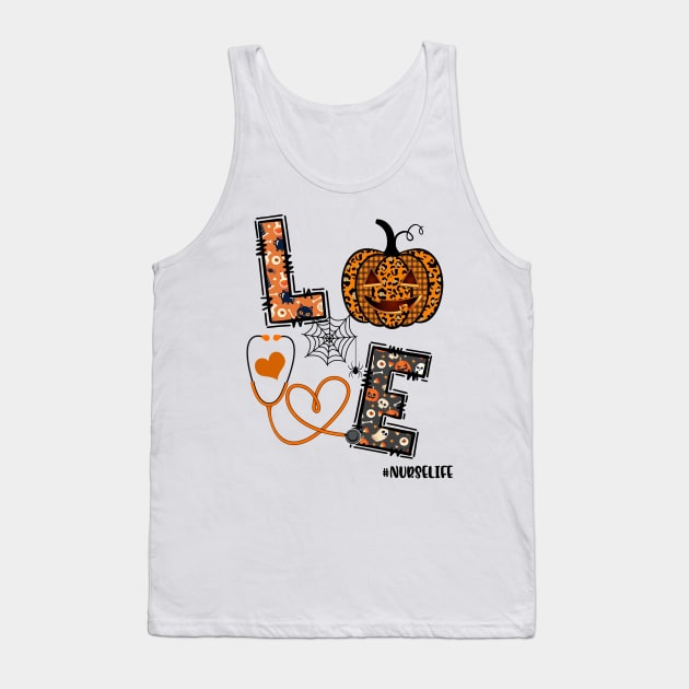 Love Nurse Pumpkin Leopard Fall Halloween Thanksgiving Women T-Shirt Tank Top by WoowyStore